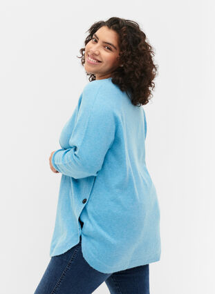 Marled knitted sweater with button details, River Blue WhiteMel., Model image number 1