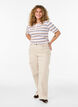 Rib T-shirt with stripes and button detail, Purple, Model image number 1