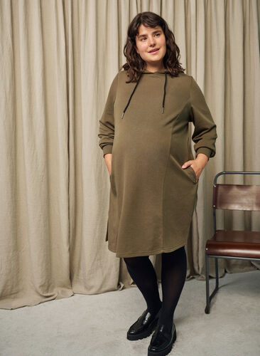 Maternity sweater dress with hood, Ivy Green, Image image number 0