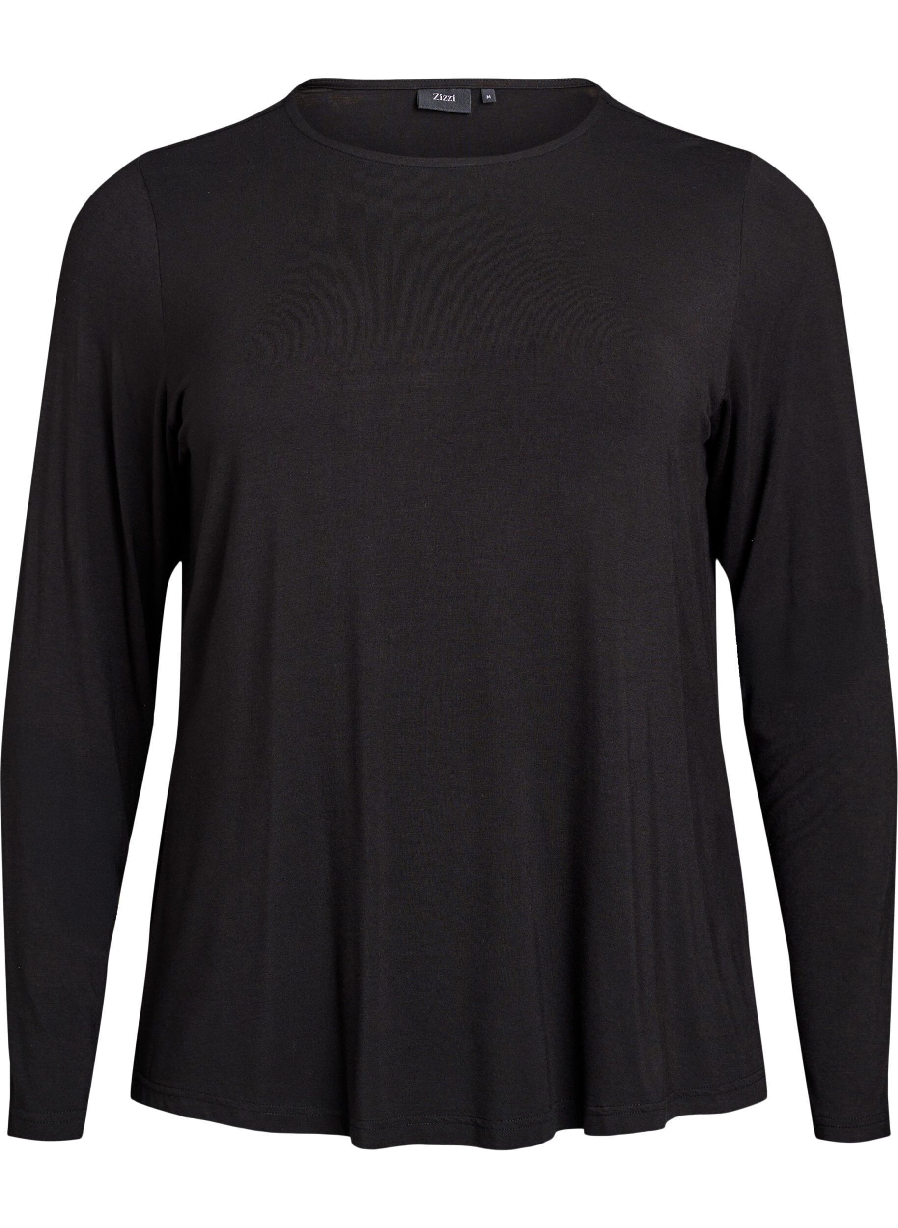 ZizzifashionSolid coloured blouse with long sleeves, Black, Packshot image number 0