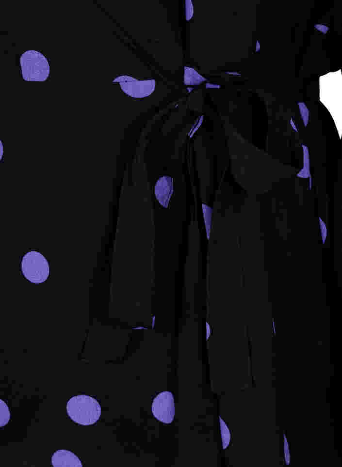 Dotted wrap blouse in viscose, Black w. Purple Dot, Packshot image number 3