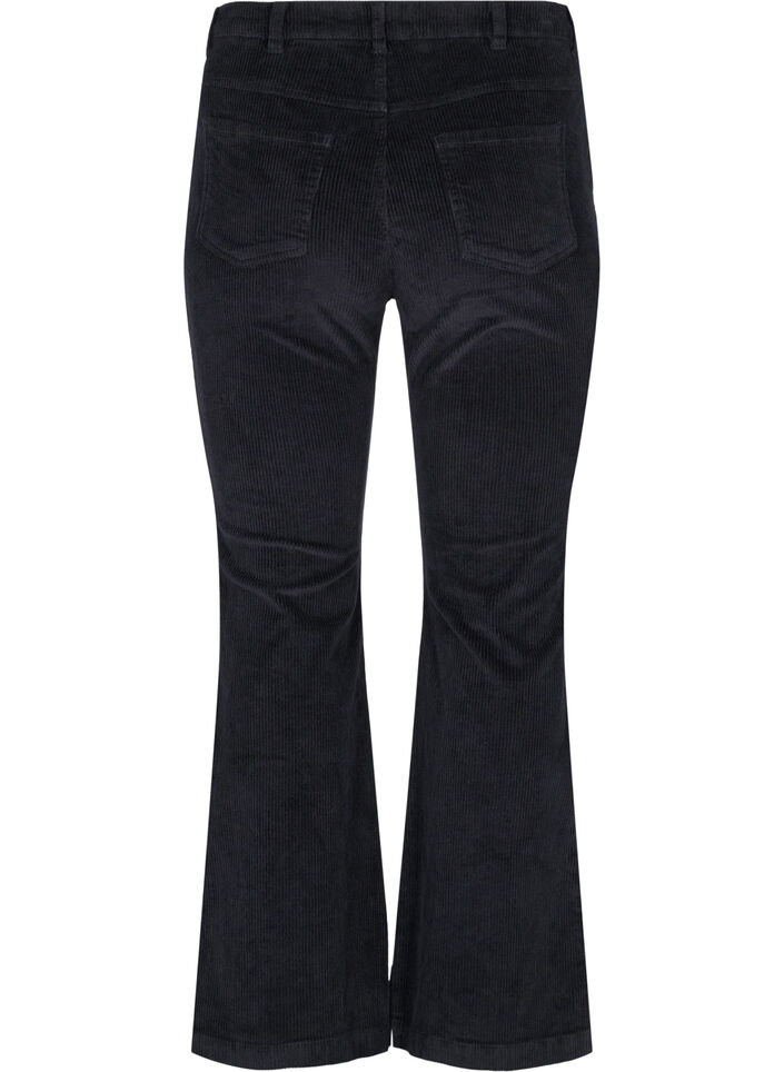 Velvet trousers with bootcut, Black, Packshot image number 1