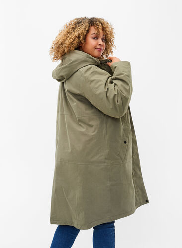 Waterproof jacket with detachable hood, Dusty Olive, Model image number 1