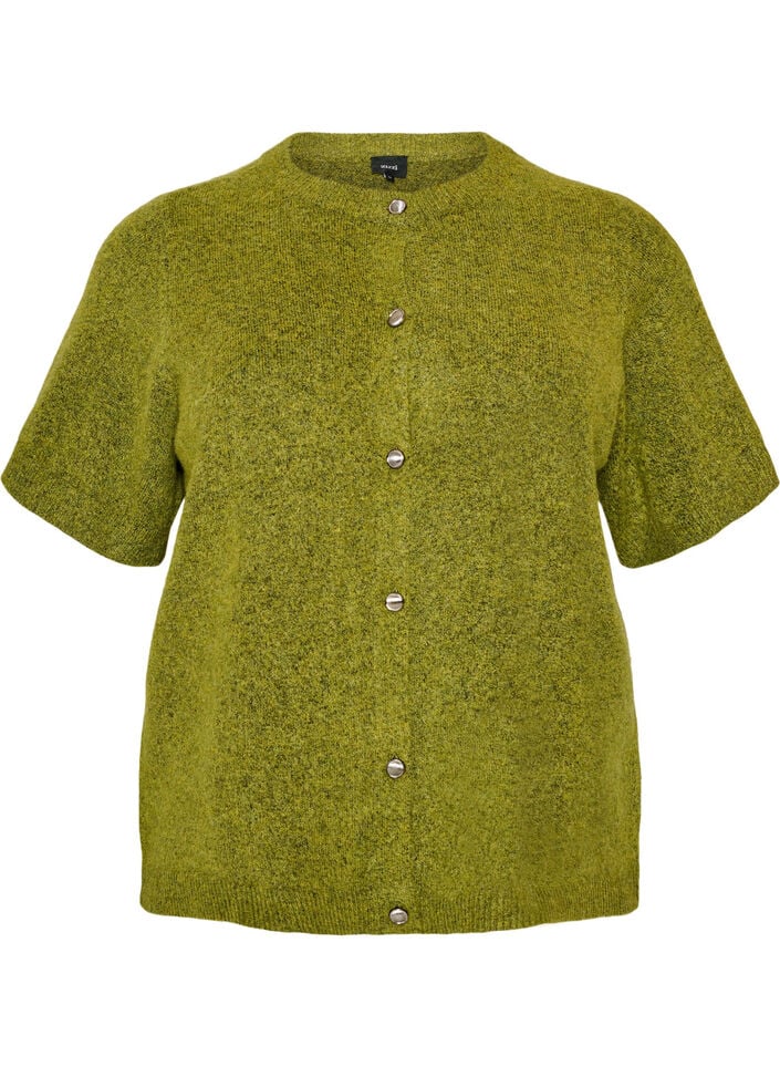 Knit cardigan with short sleeves, Green, Packshot