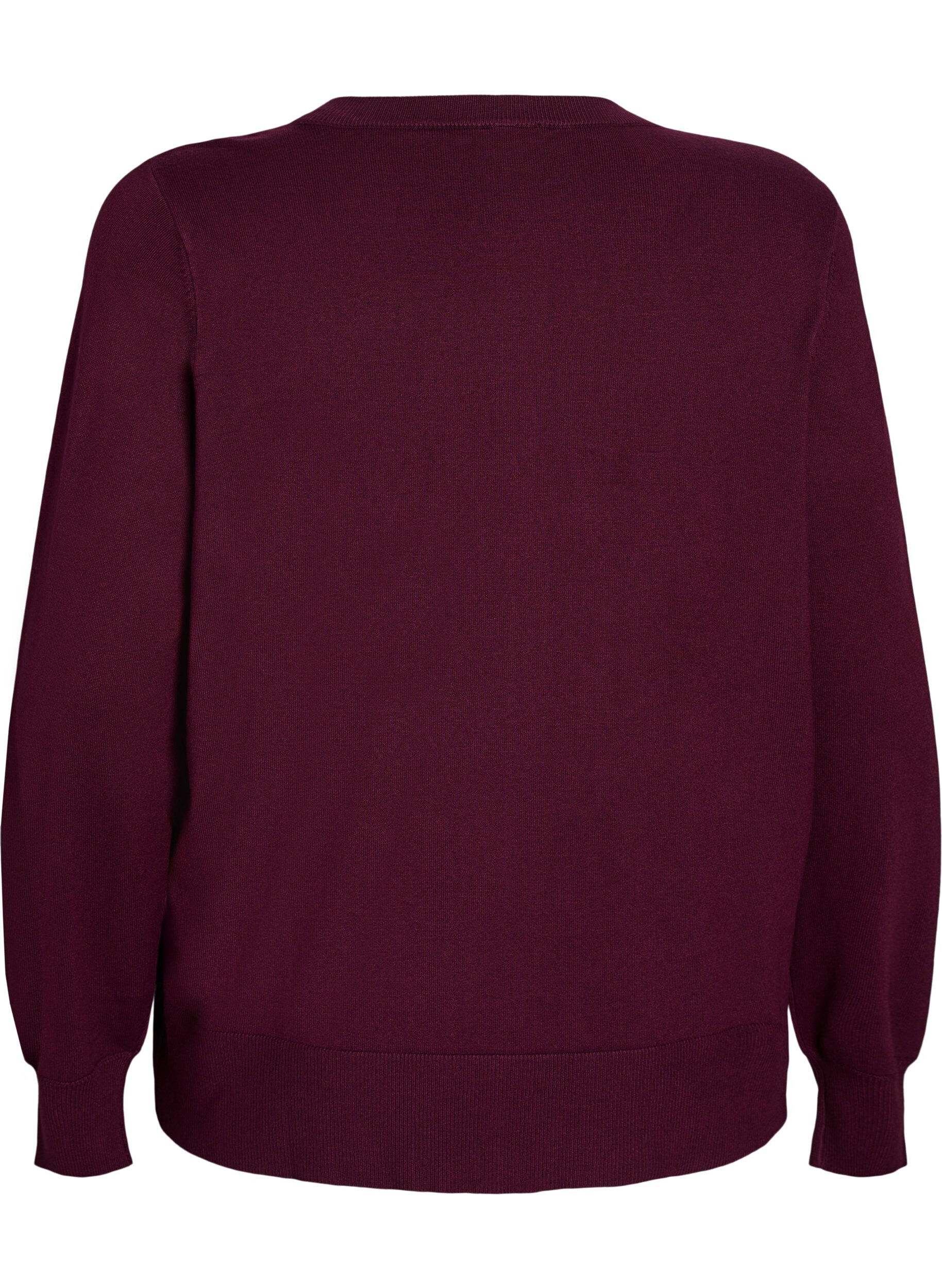 ZizzifashionKnitted cardigan with round neck and buttons, Red, Packshot image number 1
