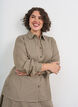 Shirt with small check pattern and rhinestones, Brown, Model image number 0