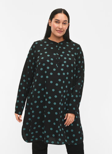 FLASH - Dotted tunic with long sleeves, Dot, Model image number 0