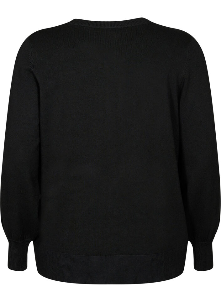 Knitted cardigan with round neck and buttons, Black, Packshot image number 1