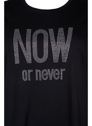 T-shirt in organic cotton with studs , Black NOW or never, Packshot image number 2