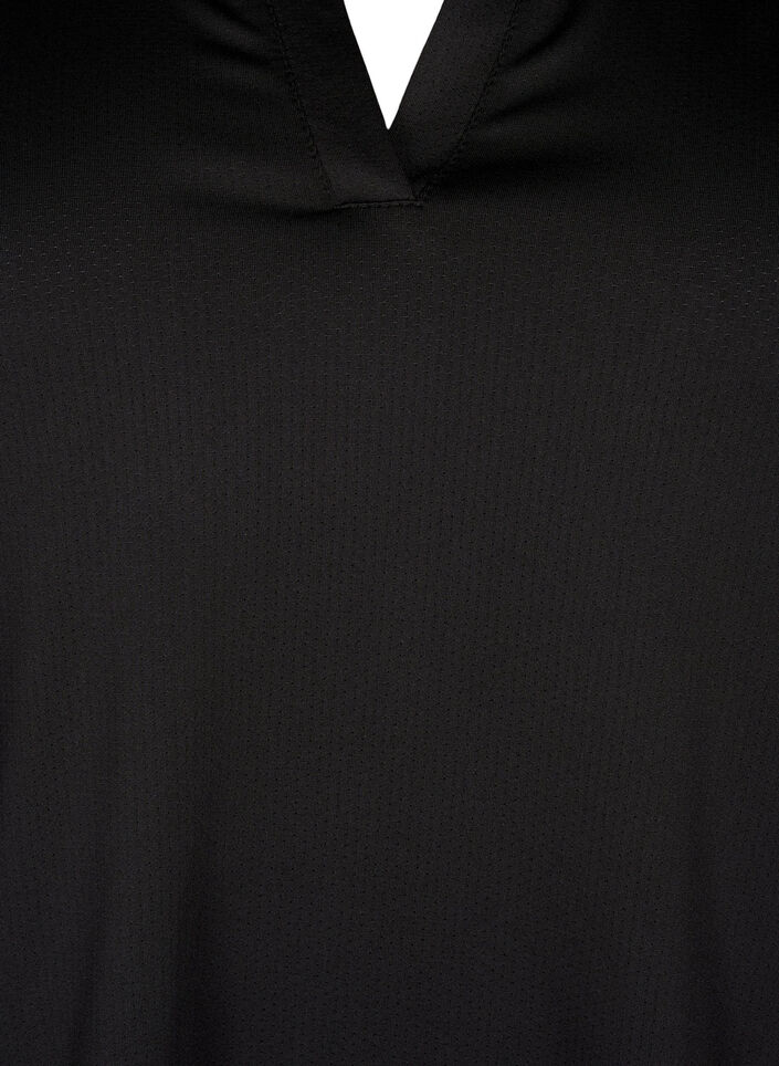 Polo T-shirt with v-neck, Black, Packshot image number 2