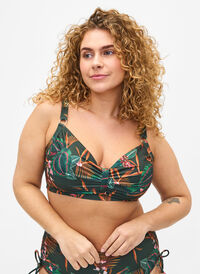 Underwired bikini bra with print, Boheme Palm AOP, Model