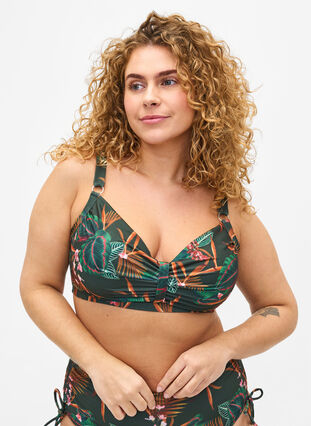 Underwired bikini bra with print, Boheme Palm AOP, Model image number 0