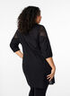 Dress in a cotton blend with linen and crochet detail, Black, Model image number 1