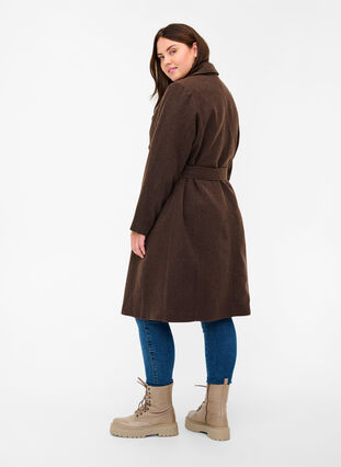 Long jacket with pockets and belt, Coffee Bean Mel., Model image number 1