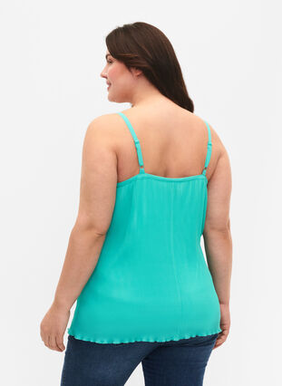 Pleated sleeveless top, Turquoise, Model image number 1