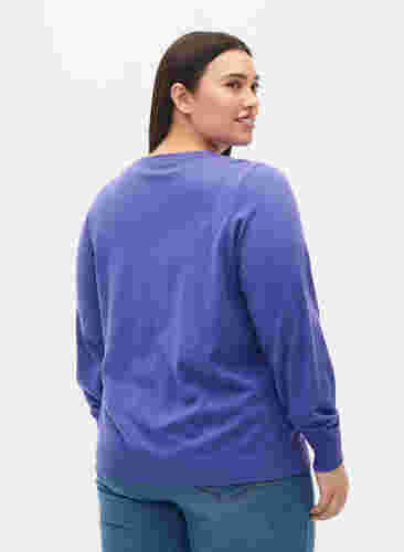 Plain coloured knitted jumper with rib details, Purple Opulence Mel., Model image number 1
