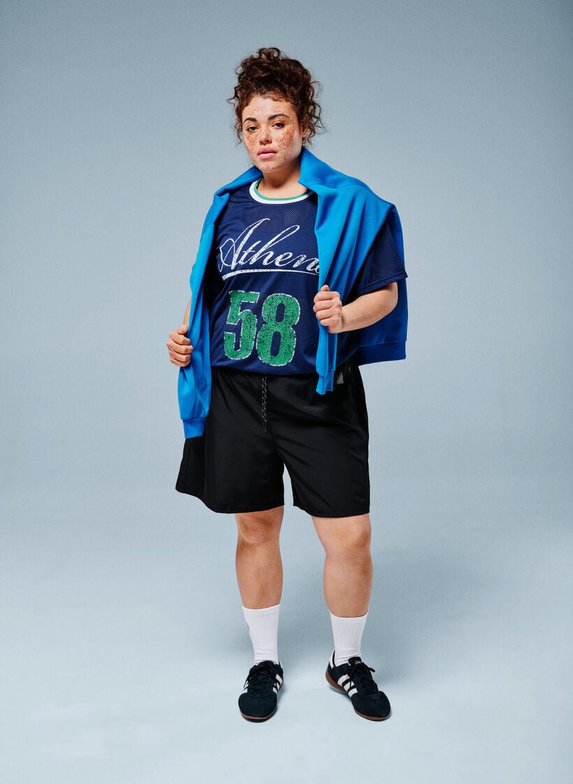 Training shorts with inner shorts and a phone pocket, Black, Image image number 0