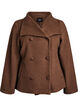 Short jacket with collar and fabric-covered buttons, Brown, Packshot image number 0