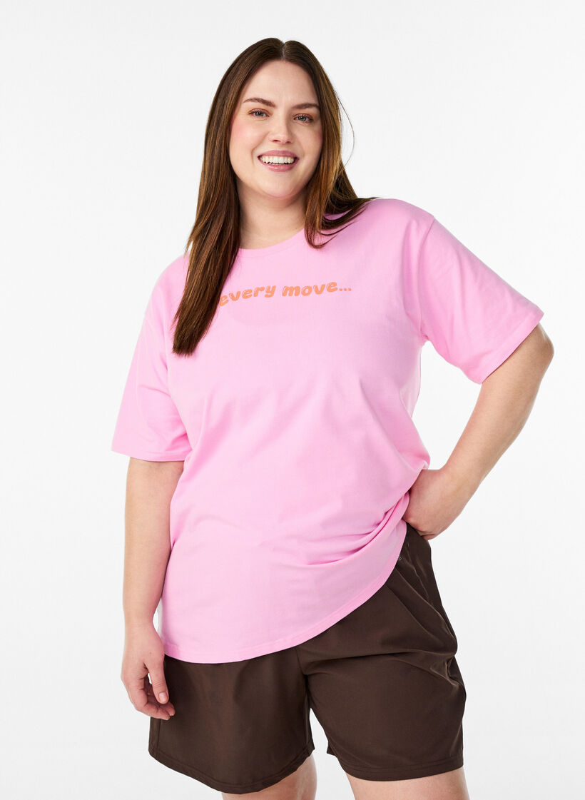 Sporty t-shirt in organic cotton, Pink, Model image number 0