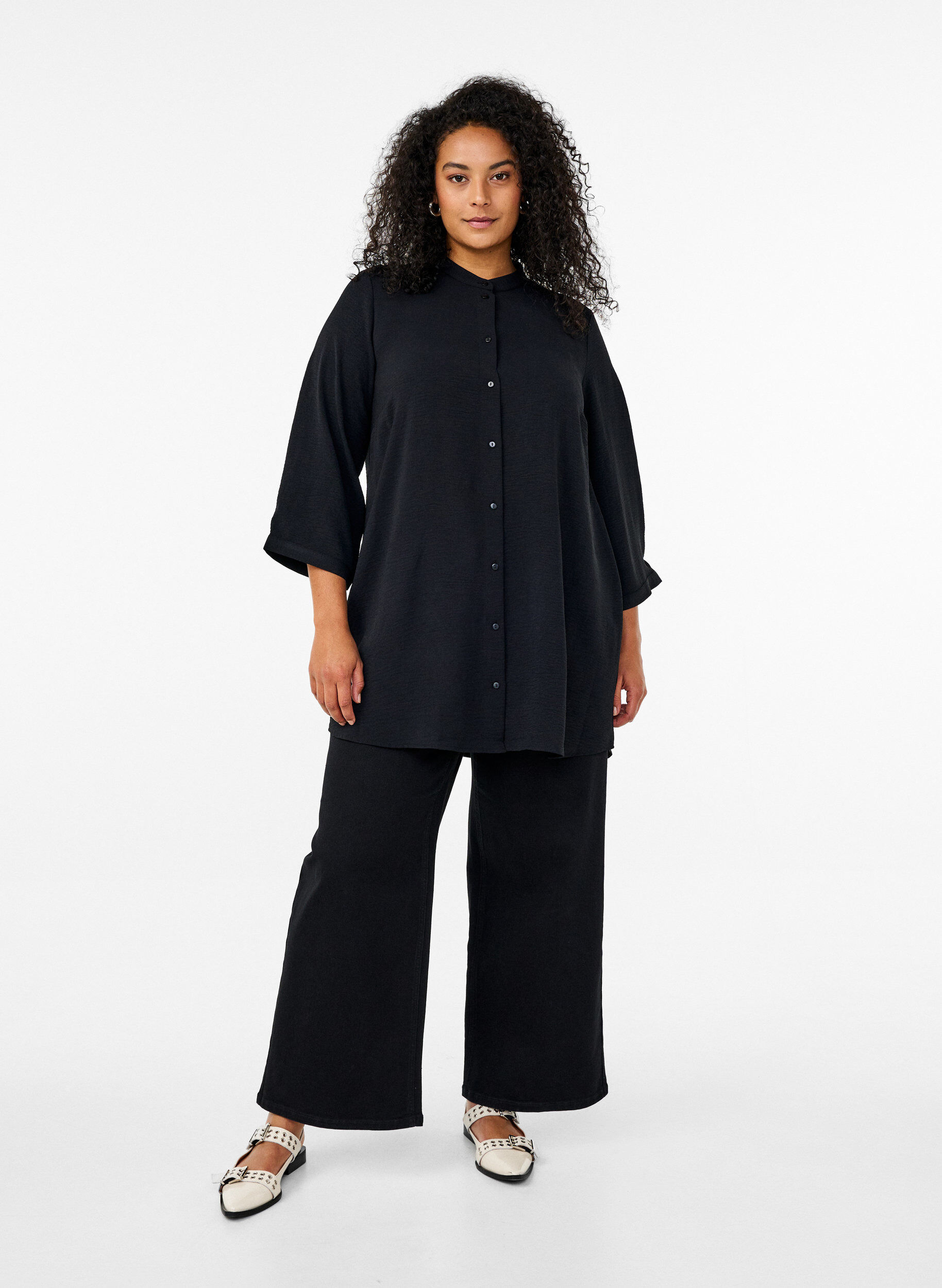 ZizzifashionTunic with 3/4 sleeves, Black, Model image number 1