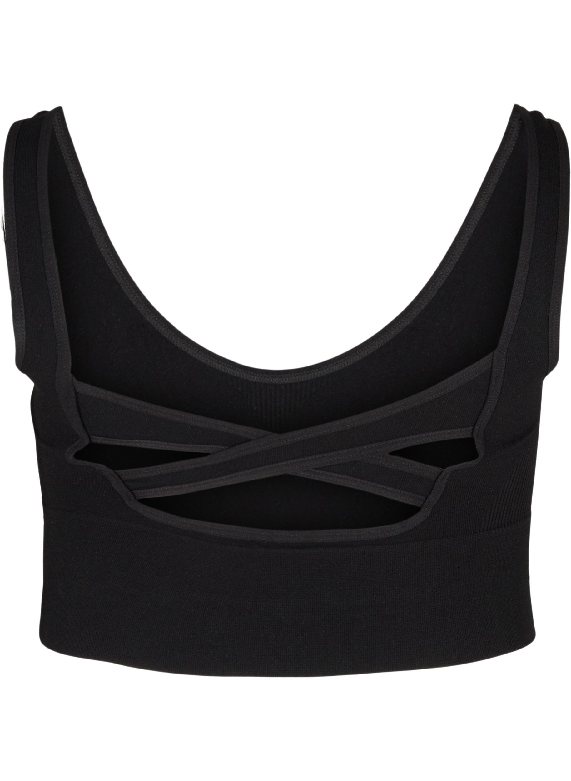 Zizzifashion Plain crossback sports bra, Black, Packshot image number 1