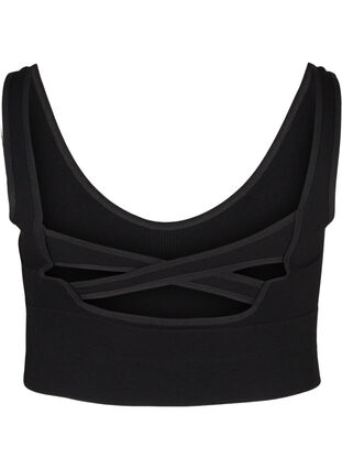 Plain crossback sports bra, Black, Packshot image number 1