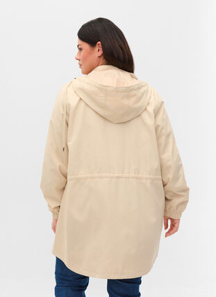 Long parka jacket with a hood and pockets, Birch, Model image number 1
