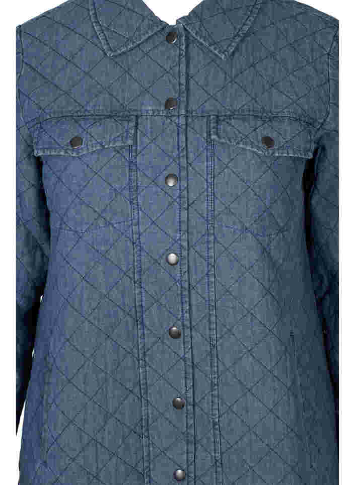 Jacket with pattern, buttons and pockets, Blue denim, Packshot image number 2