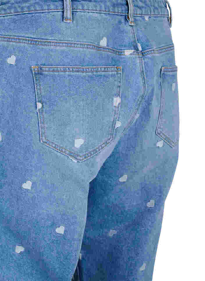 Mille mom fit jeans with hearts, Light blue denim, Packshot image number 3