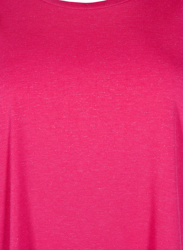 T-shirt with glitter and short puff sleeves, Pink, Packshot image number 2