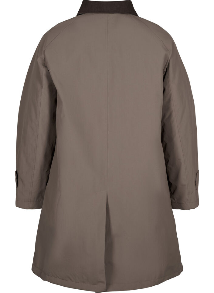 Transitional coat with velvet collar and pockets, Chocolate Chip, Packshot image number 1