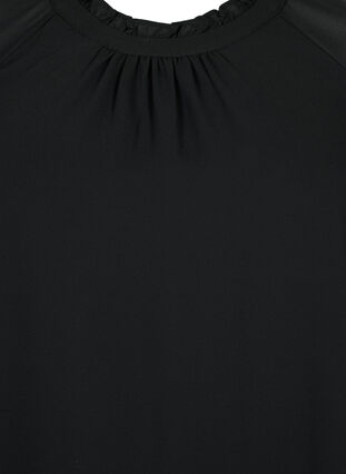 Blouse with asymmetric hem and 3/4 sleeves, Black, Packshot image number 2