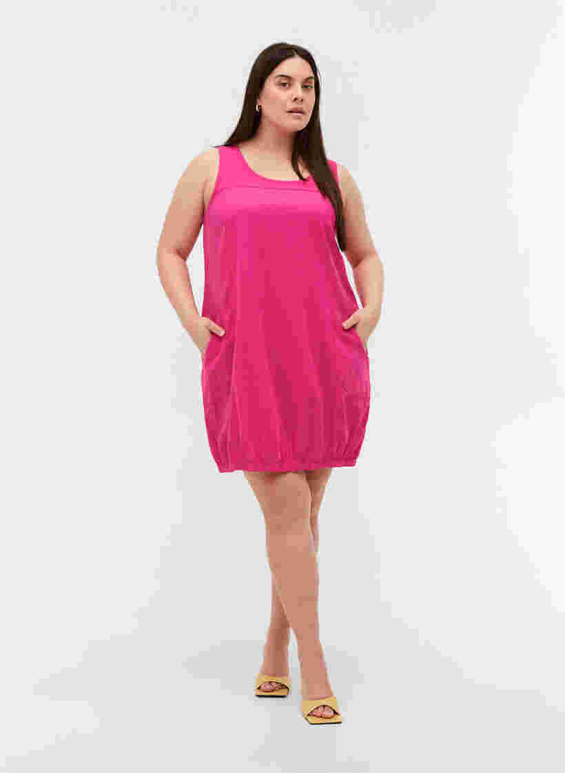 Sleeveless cotton dress, Fuchsia Purple, Model image number 2