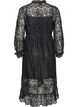 Lace dress with wrap skirt and ruffles, Black, Packshot image number 1