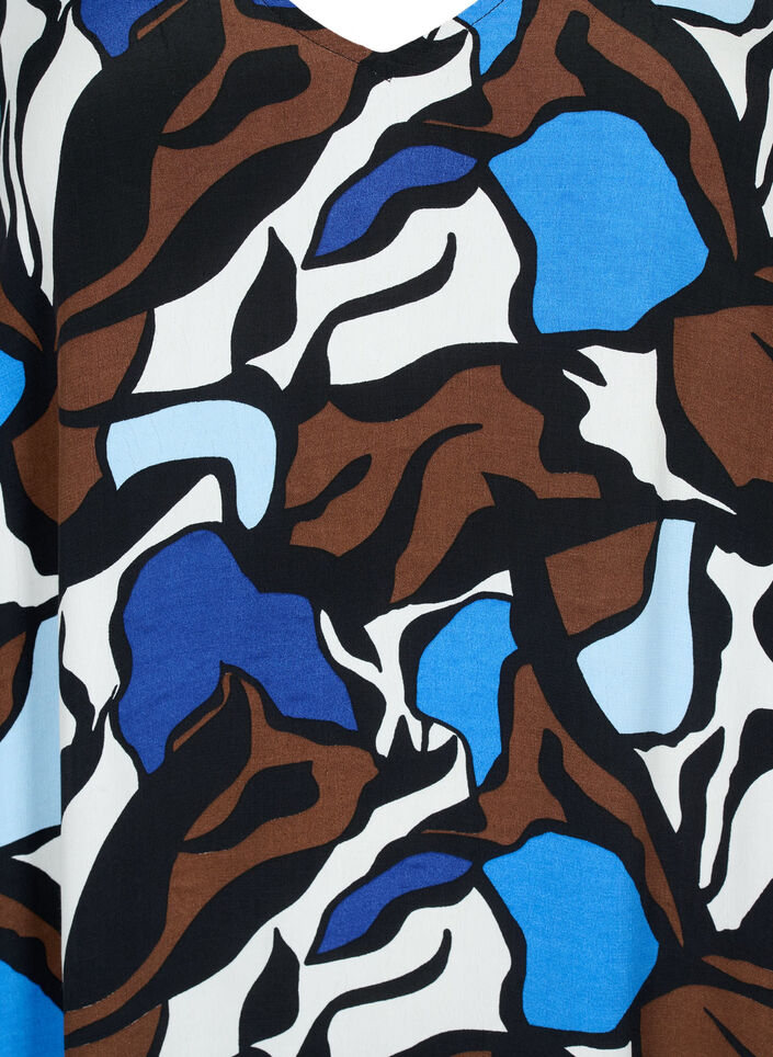 Dress in viscose with print and 3/4 sleeves, Zafia AOP, Packshot image number 2