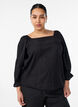 Viscose blouse with a square neck and 3/4-sleeves, Black, Model image number 0