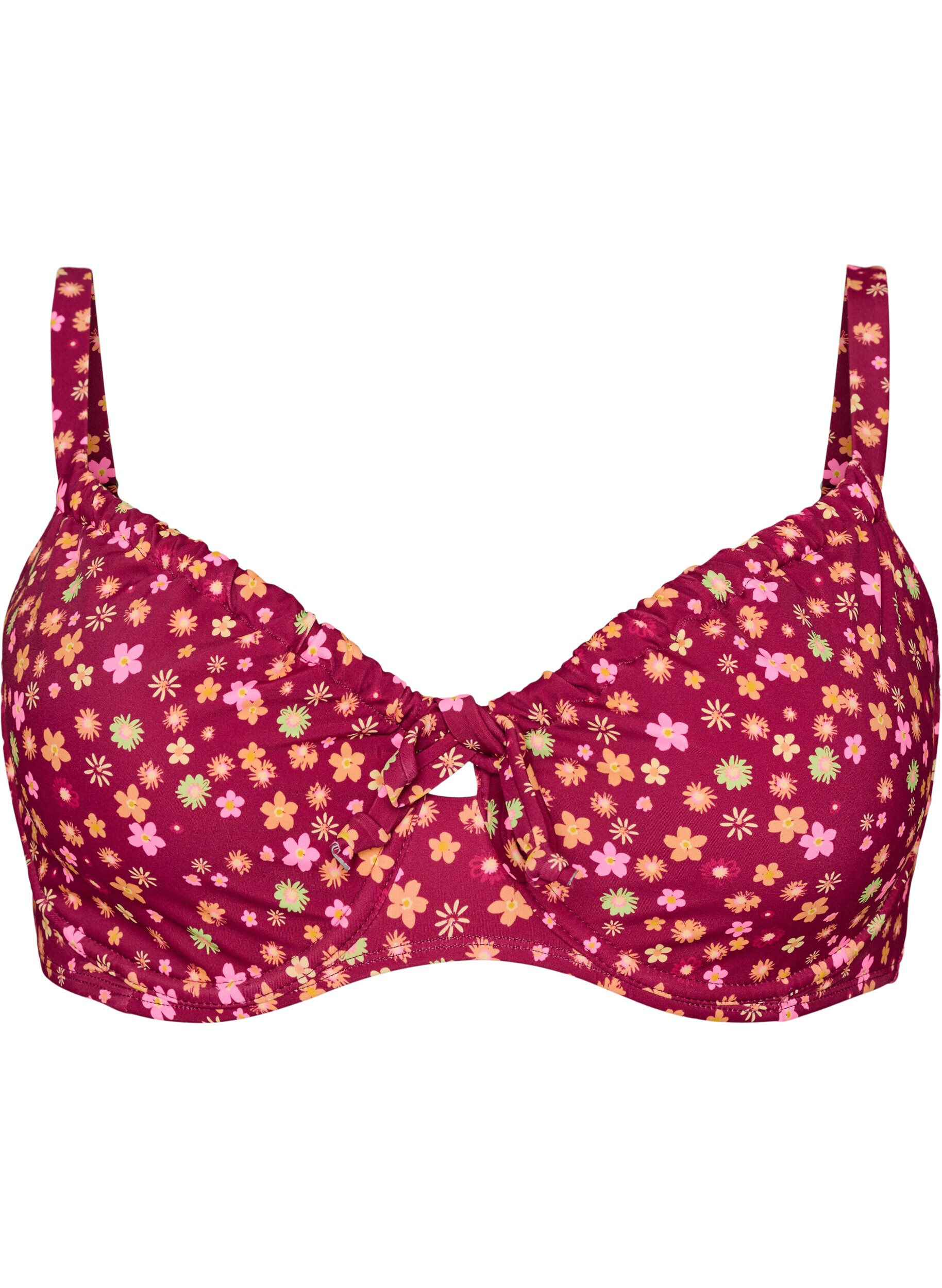 Underwired bikini top with tie straps