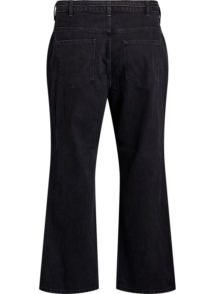 Straight fit jeans with a tie belt, Black, Packshot