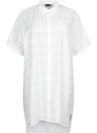 Long shirt in viscose with texture, Bright White, Packshot