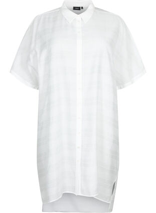 Long shirt in viscose with texture, Bright White, Packshot image number 0