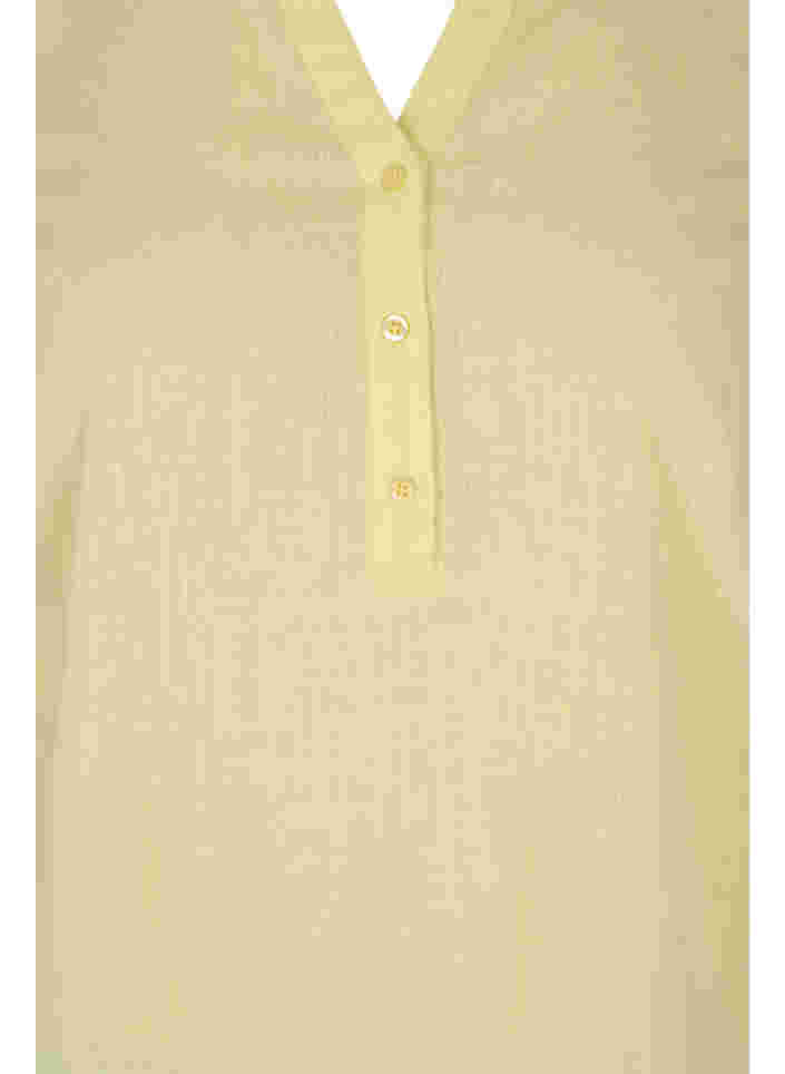 Shirt blouse in cotton with a v-neck, Yellow, Packshot image number 2