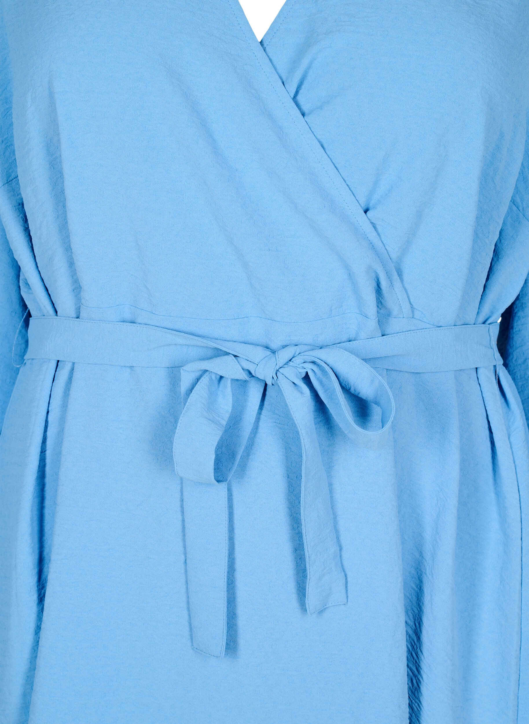 Zizzifashion Short wrap dress with tie belt, Light Blue, Packshot image number 2