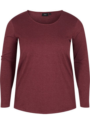 Basic blouse with long sleeves, Cabernet Melange, Packshot image number 0