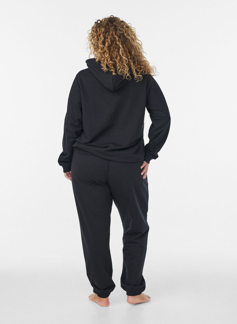Sweatshirt with hood and print, Black, Model image number 2