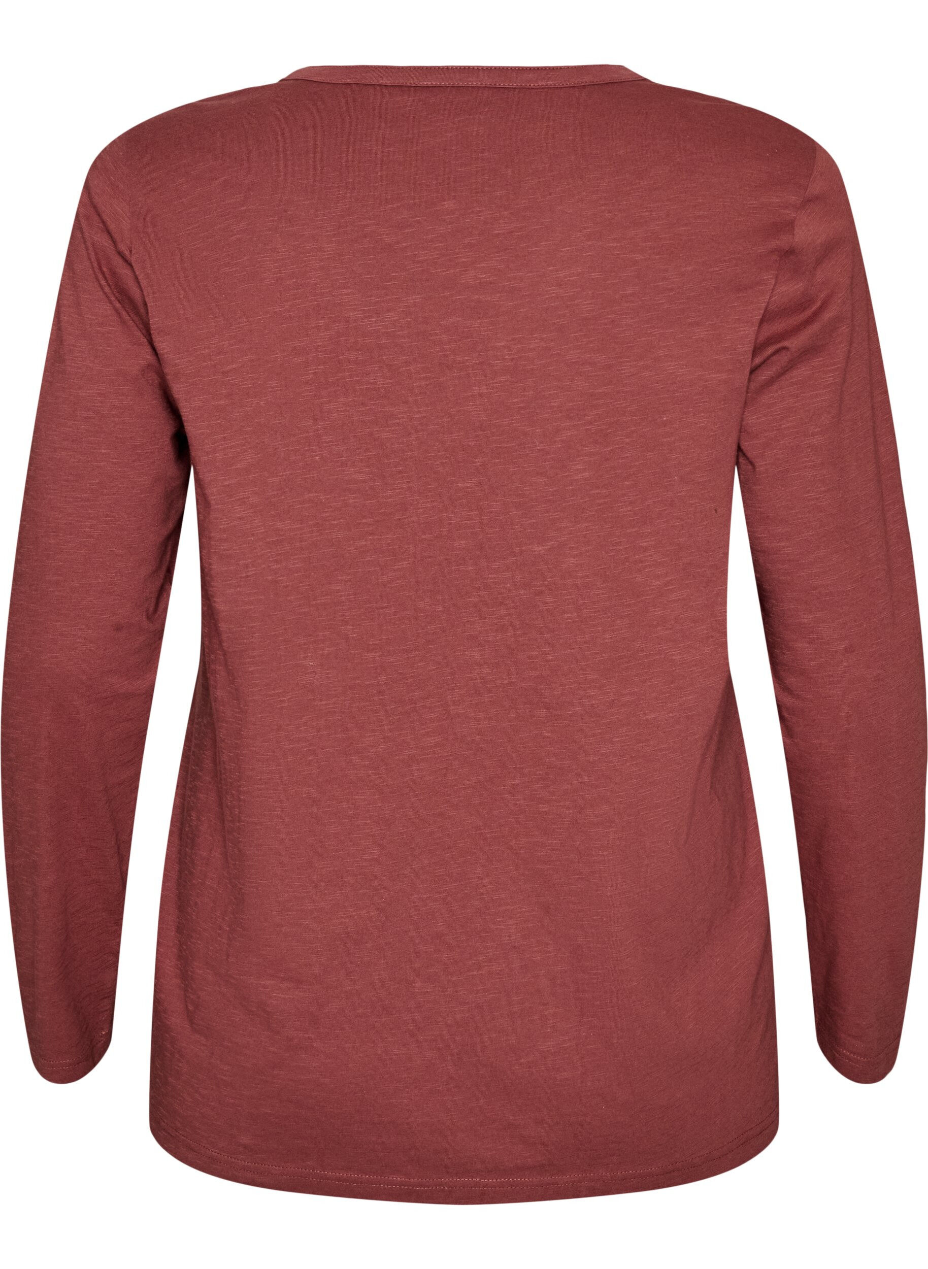 ZizzifashionLong-sleeved t-shirt with V-neck and buttons, Brown, Packshot image number 1