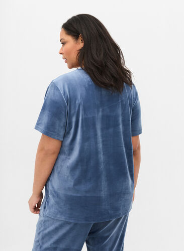 Short-sleeved velour t-shirt, Vintage Indigo, Model image number 1