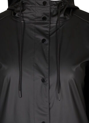 Short rain jacket with hood and button fastening, Black, Packshot image number 2