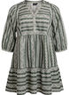 Short dress with graphic print and 3/4 sleeves, Green, Packshot image number 0