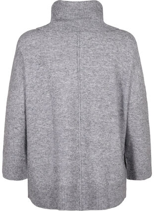 Melange knit sweater with turtleneck, Medium Grey Melange, Packshot image number 1
