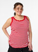 Striped top with a ribbed texture and a lace trim, Pink, Model image number 0